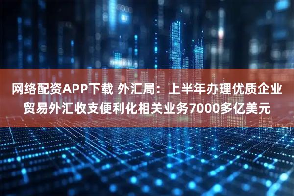 网络配资APP下载 外汇局：上半年办理优质企业贸易外汇收支便利化相关业务7000多亿美元